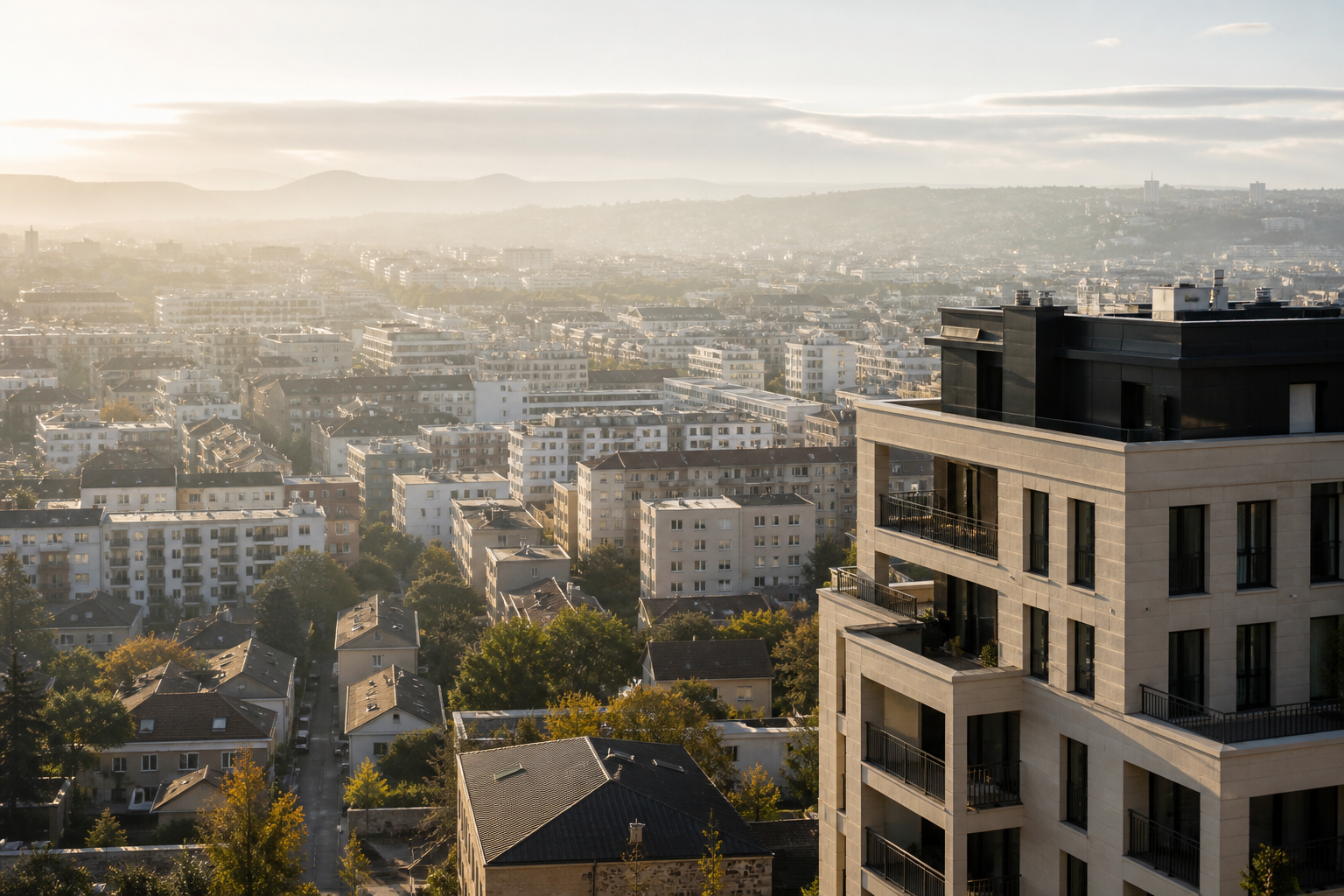 Vue urbaine résidentielle illustrant le marché immobilier régional